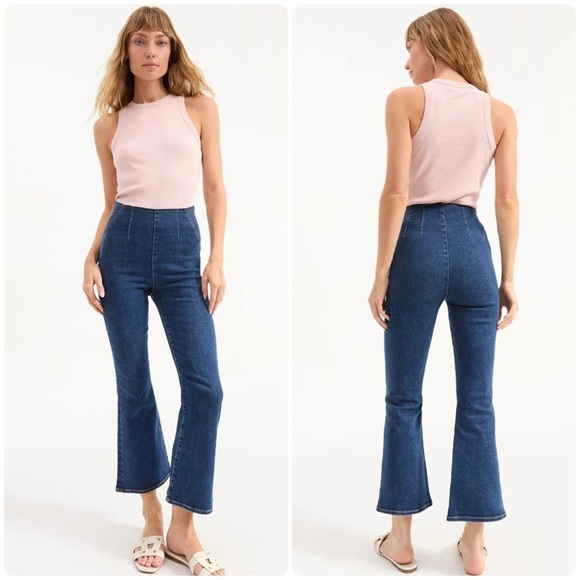 Veronica Beard Crosbie Wide Straight (Flare) Crop Leg High Rise Jeans 👖 Small